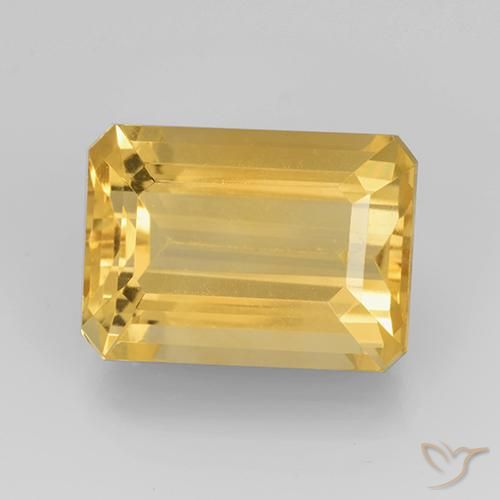7.89ct Natural Gold Citrine, Emerald Cut, VVS