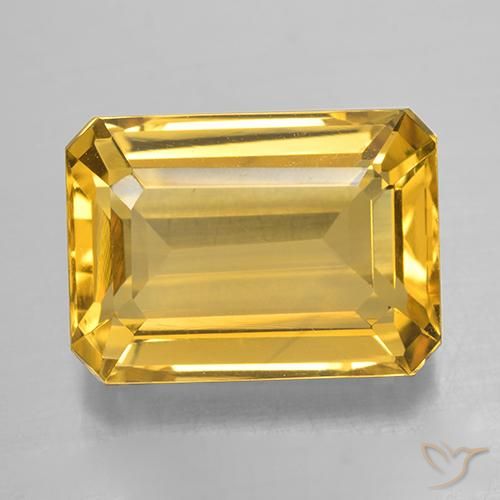 7.25ct Natural Bright Gold Citrine, Emerald Cut, VVS-VS
