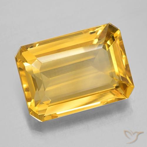 7.25 ct Golden Citrine Stone, Natural Citrine in Octagon Step Cut Shape for Sale