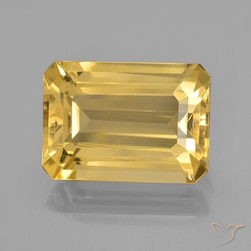 7.14ct Natural Medium Golden Citrine, Emerald Cut, VVS
