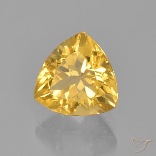 2.44 ct Golden Citrine Stone, Natural Citrine in Trillion Facet Shape for Sale