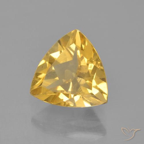 2.08 ct Golden Citrine Stone, Natural Citrine in Trillion Facet Shape for Sale