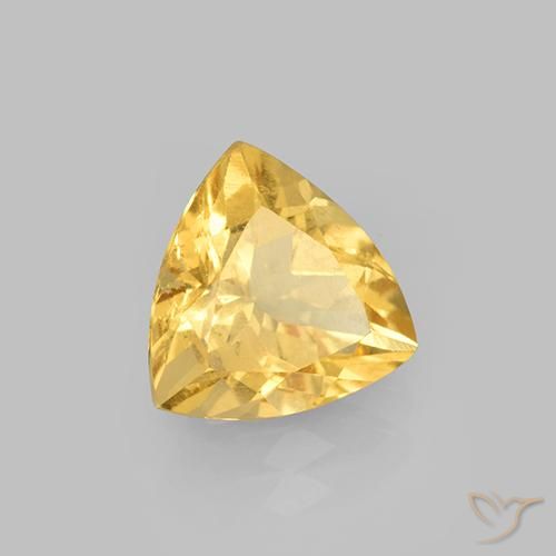 2.18 ct Golden Citrine Stone, Natural Citrine in Trillion Facet Shape for Sale