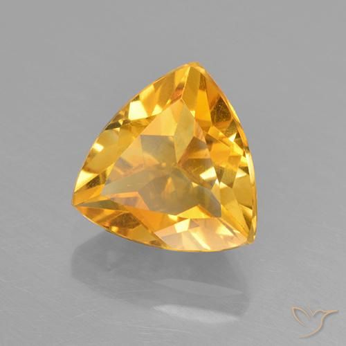 2.18 ct Golden Citrine Stone, Natural Citrine in Trillion Facet Shape for Sale