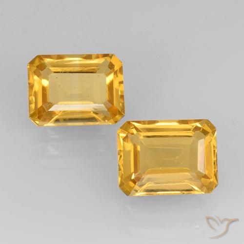 3.32 ct Yellow Citrine, 8.1 x 6.1 mm Octagon Cut From Brazil, Photo A