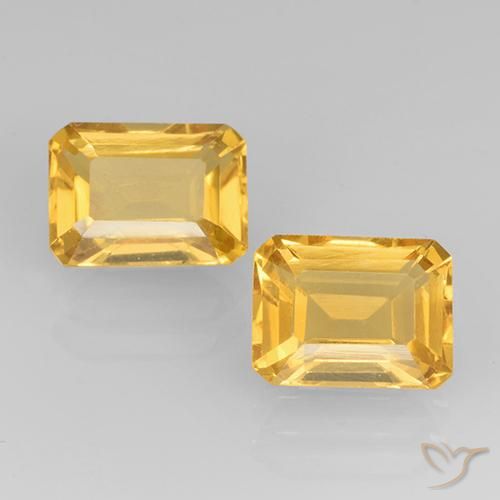 3.44ctw Natural Medium Golden Citrine, Emerald Cut, VS