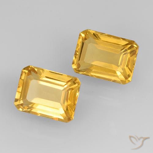 3.44 ctw Golden Citrine Stones, Natural Citrine in Octagon Step Cut Shape for Sale