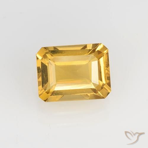 1.63ct Natural Medium Gold Citrine, Emerald Cut, VVS-VS