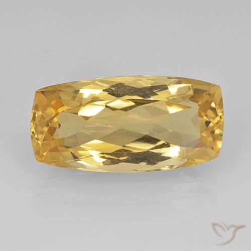 7.07ct Natural Medium Gold Citrine, Cushion, VVS-VS