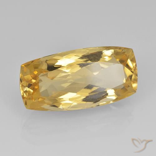 7.07 ct Golden Citrine Stone, Natural Citrine in Cushion-Cut Shape for Sale