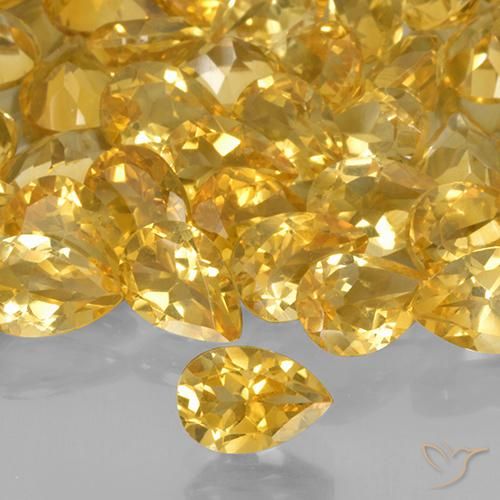 0.64ct Natural Medium Golden Citrine, Pear Shape, VVS-VS