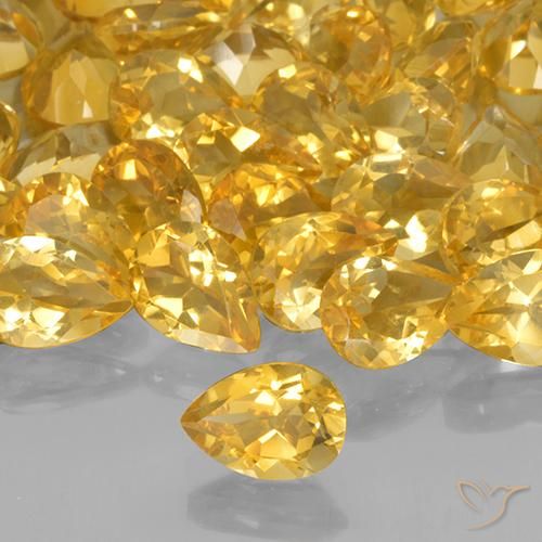 73.24 ctw Golden Citrine Stones, Natural Citrine in Pear Facet Shape for Sale