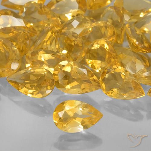 0.73ct Natural Golden Orange Citrine, Pear Shape, VVS-VS