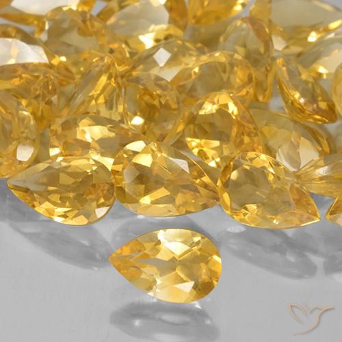 19.68 ctw Golden Citrine Stones, Natural Citrine in Pear Facet Shape for Sale