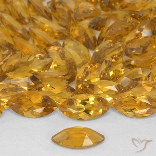 Citrine Gemstones in 8.1 x 4.2 mm Size for Sale, Citrine Stones in Orange-Gold Color