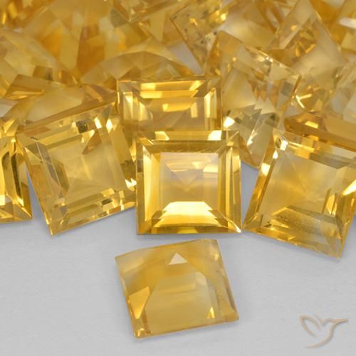 Citrine Gemstones in 9 x 9 mm (calibrated) Size for Sale, Citrine Stones in Medium Golden Color