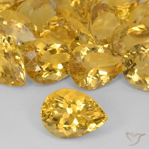 Citrine jaune de 8,39 ct, taille poire de 16 x 12 mm du Brésil, Photo A