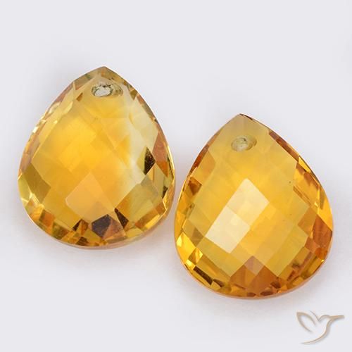7.47ctw Natural Medium Orange Citrine, Pear Shape, VVS-VS
