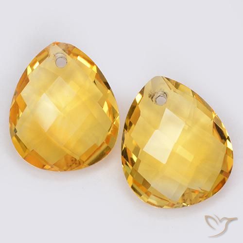 7.04ctw Natural Golden Orange Citrine, Pear Shape, VVS-VS