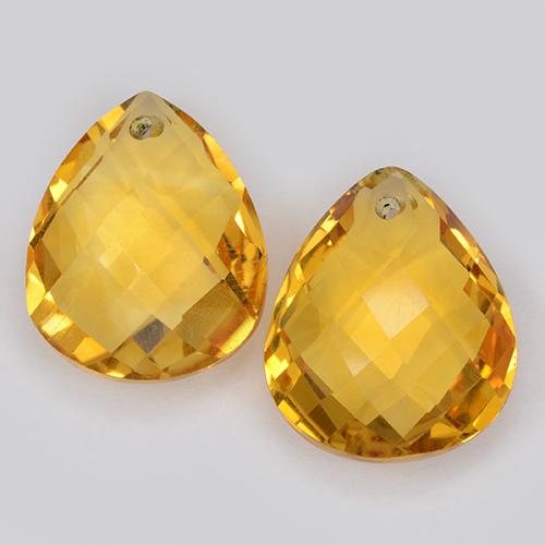 Dark Golden Citrin Edelstein - 3.7ct Pear Checkerboard with Hole (ID: 511099)