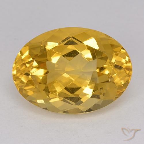12.8ct Yellow Citrine Gemstone | Oval Cut | 18.1 x 13.2 mm | GemSelect
