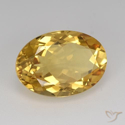 11.54 ct Golden Citrine Stone, Natural Citrine in Oval Facet Shape for Sale