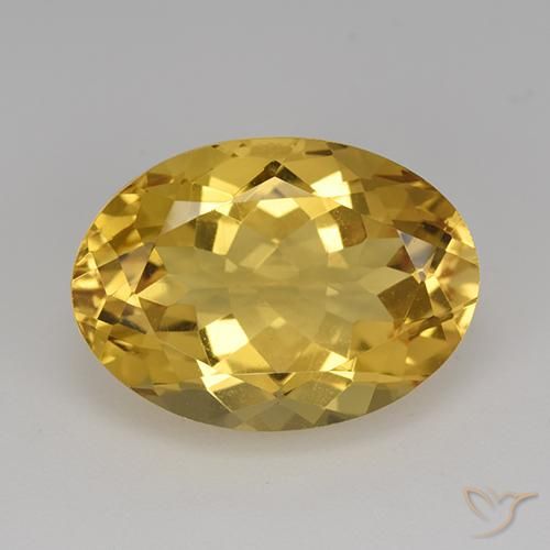 12.34 ct Golden Citrine Gemstone, Citrine Gem in Oval Facet Shape for Sale.