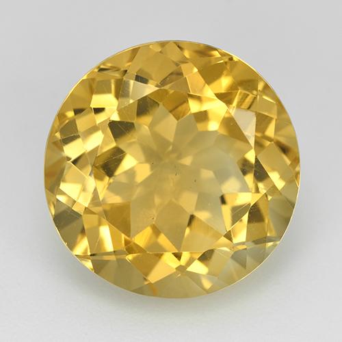 14.9mm Round Facet Golden Citrine from Brazil, Weight of 11.38ct, Natural untreated gemstone in VVS-VS Clarity, 1pc Citrine - the Color is Golden Orange, Mohs Hardness of 7 suitable for daily wear jewelry, Unblocks Solar Plexus Chakra, Photo A
