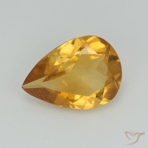 2.02ct Natural Dark Golden Citrine, Pear Shape, VS