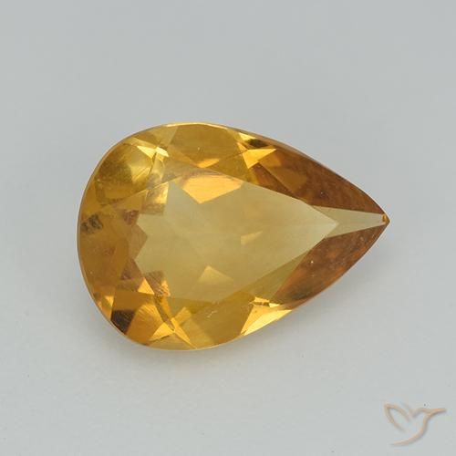2.02 ct Golden Citrine Stone, Natural Citrine in Pear Facet Shape for Sale