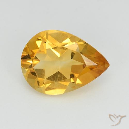 2.18ct Natural Medium Golden Citrine, Pear Shape, VVS-VS