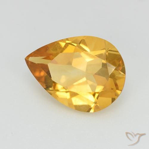 2.18 ct Golden Citrine Stone, Natural Citrine in Pear Facet Shape for Sale