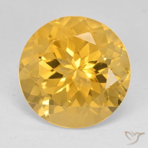 15mm Round Facet Golden Citrine from Brazil, Weight of 11.8ct, Natural untreated gemstone in VVS-VS Clarity, 1pc Citrine - the Color is Bright Gold, Mohs Hardness of 7 suitable for daily wear jewelry, Symbolizes Abundance and Prosperity, Photo A