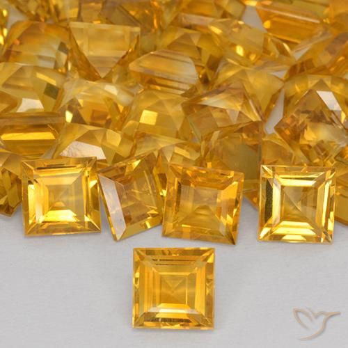 1.57ct Natural Orange-Gold Citrine, Square, VVS-VS