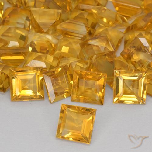 141.44 ctw Golden Citrine Stones, Natural Citrine in Square Step-Cut Shape for Sale