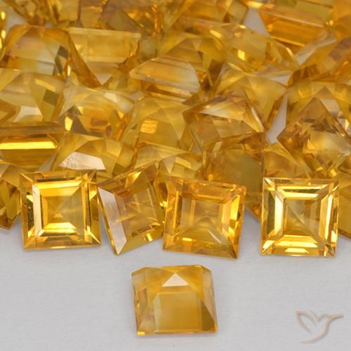Citrine Gemstones in 7 x 7 mm (calibrated) Size for Sale, Citrine Stones in Orange-Gold Color