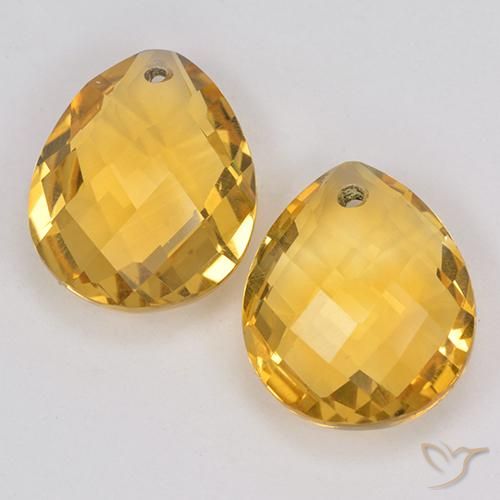 7.60ctw Natural Golden Orange Citrine, Pear Shape, VVS-VS