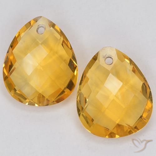 6.64 ct Yellow Citrine, 12.1 x 10.1 mm Pear Checkerboard From Brazil, Photo A