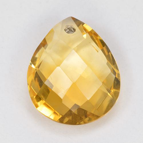 Deep Golden Orange Citrine Gem - 3.5ct Pear Checkerboard with Hole (ID: 514324)