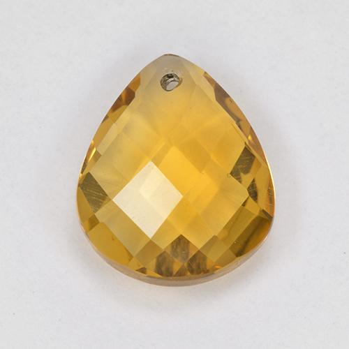 Dorado naranja oscuro Citrina Gema - 3.4ct Pera checkerboard con orificio (ID: 514325)