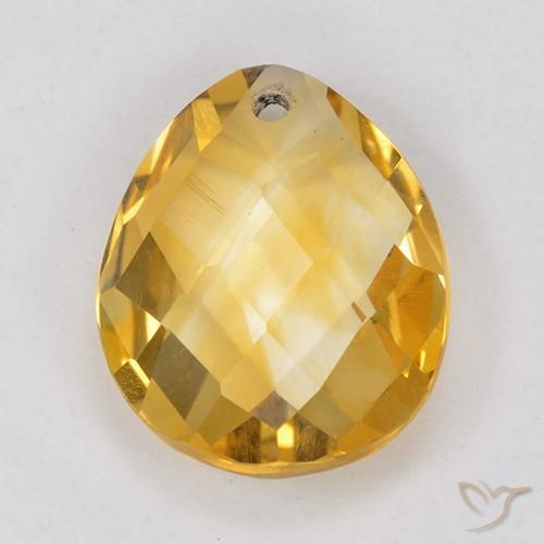 3.60ct Natural Medium Golden Citrine, Pear Shape, VVS-VS