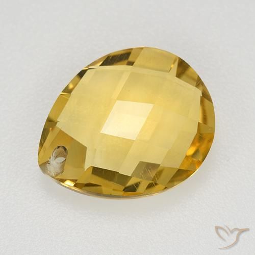 3.65ct Natural Medium Golden Citrine, Pear Shape, VVS-VS
