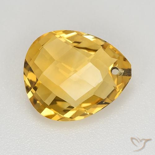 3.67ct Natural Gold Citrine, Pear Shape, VVS-VS