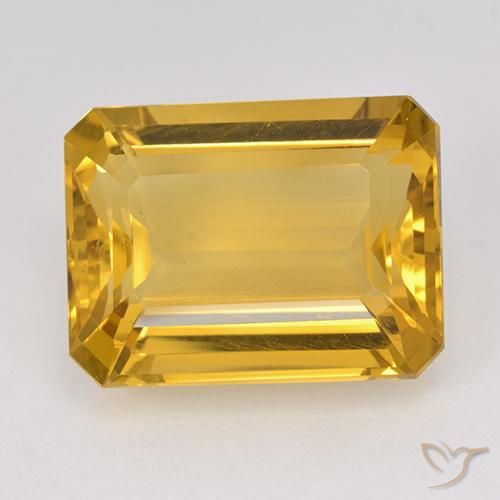 12.09 ct Golden Citrine Stone, Natural Citrine in Octagon Step Cut Shape for Sale