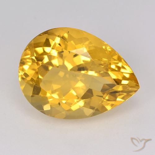 8.34ct Natural Golden Citrine, Pear Shape, VVS-VS