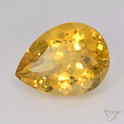 8.34 ct Golden Citrine Stone, Natural Citrine in Pear Facet Shape for Sale
