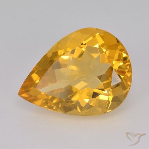 7.63 ct Golden Citrine Stone, Natural Citrine in Pear Facet Shape for Sale