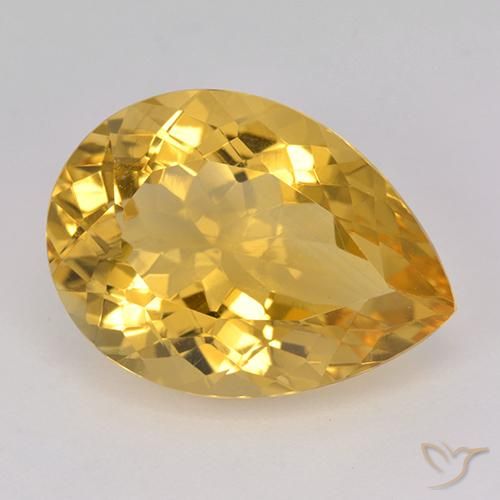 Medium Golden Цитрин Камень - 10.8ct Фасетная Груша (ID: 514977)