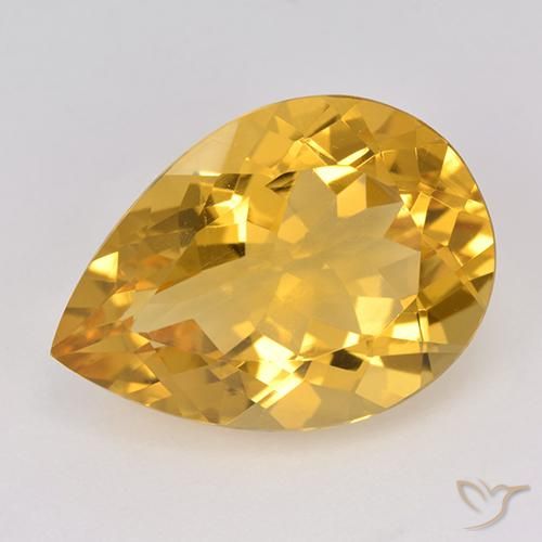 Deep Golden Orange Цитрин Камень - 9.6ct Фасетная Груша (ID: 514980)