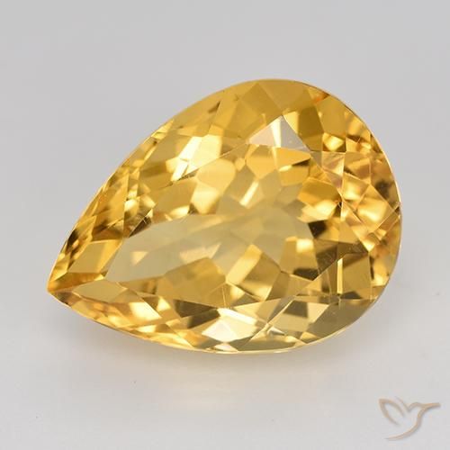 8.81 ct Golden Citrine Gemstone, Citrine Gem in Pear Facet Shape for Sale.